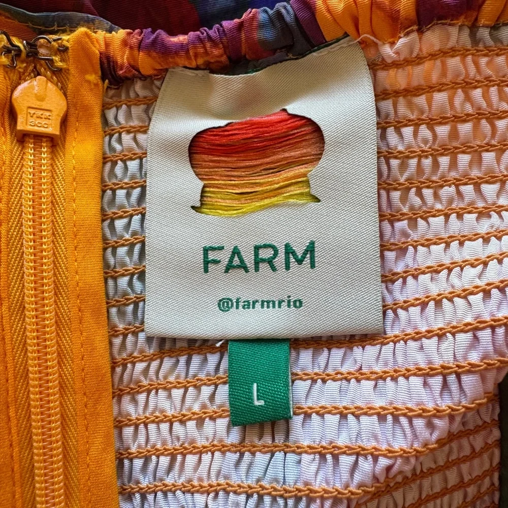 Farm Rio Tropical Floral Printed Colorful Layered Maxi Dress Size L Tie Straps - Picture 4 of 14